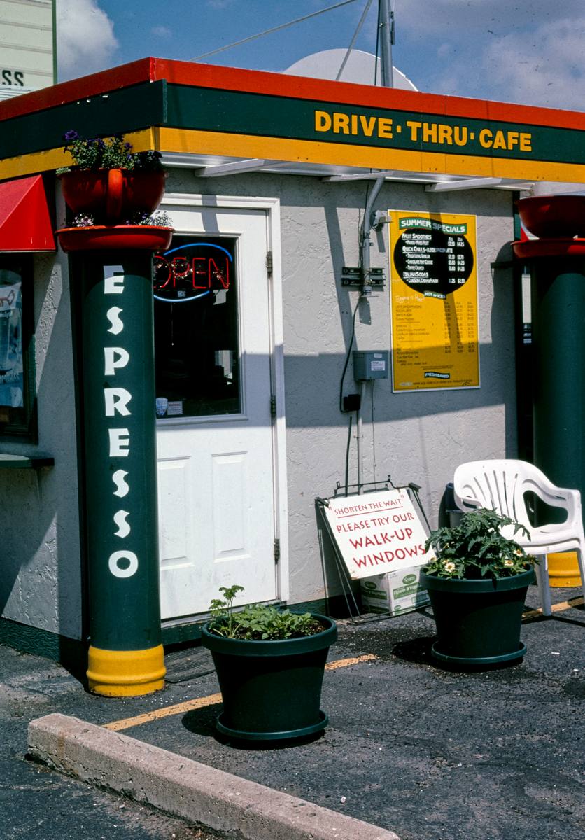 Historic Photo : 2004 Xpresso Drive-Thru Cafe, column detail, Denver, Colorado | Margolies | Roadside America Collection | Vintage Wall Art :