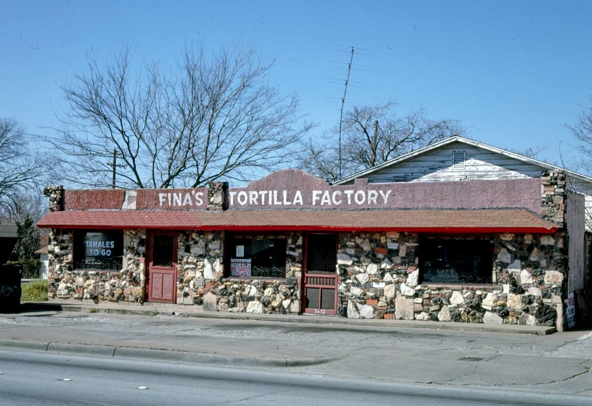 Historic Photo : 1995 Fina's Tortilla Factory, Hemphill Street, Fort Worth, Texas | Margolies | Roadside America Collection | Vintage Wall Art :