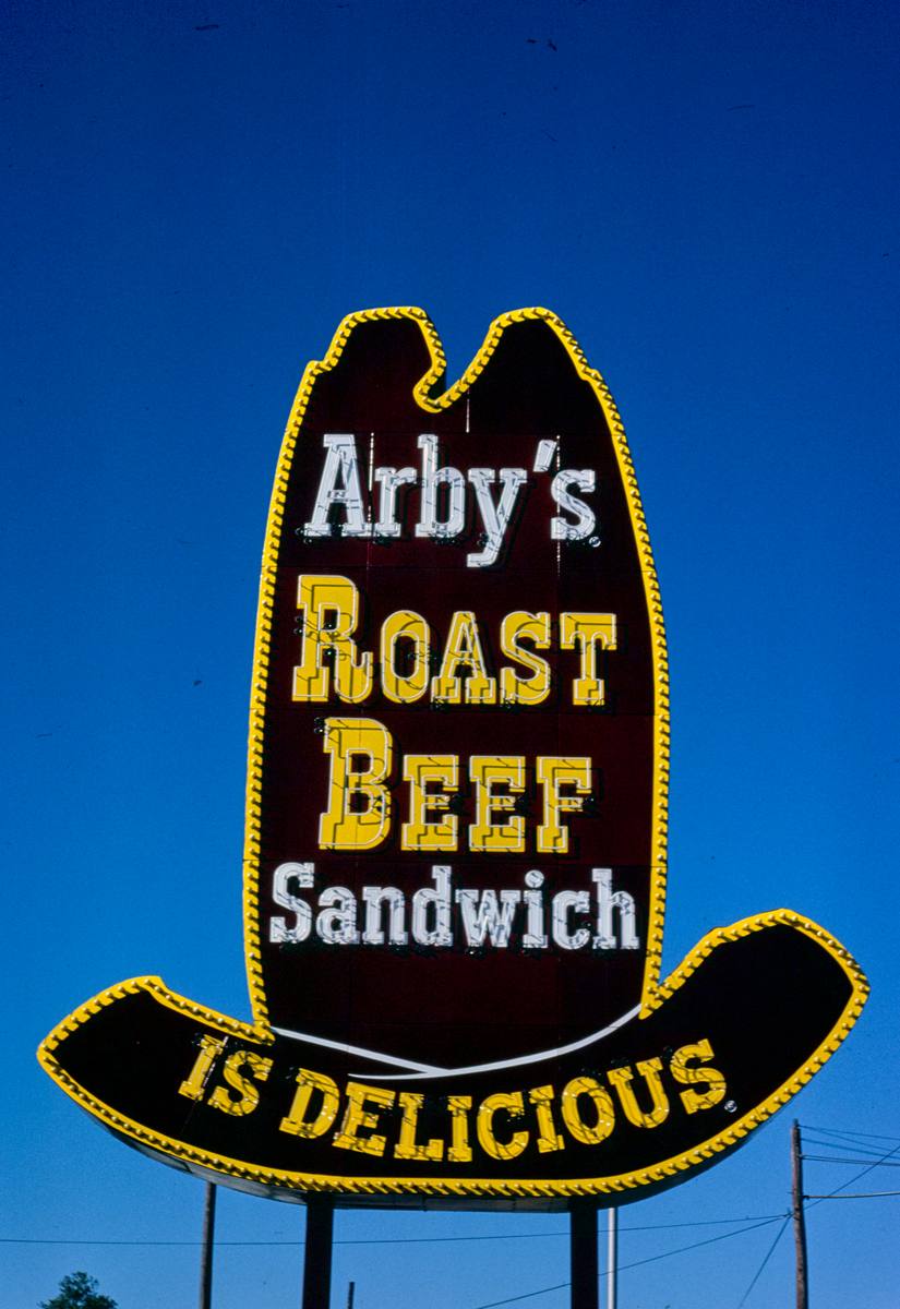 Historic Photo : 1980 Arby's Restaurant sign, Route 11, Birmingham, Alabama | Margolies | Roadside America Collection | Vintage Wall Art :