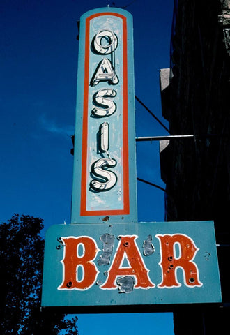 Historic Photo : 2004 Oasis Bar sign, Main Street, Pocatello, Idaho | Margolies | Roadside America Collection | Vintage Wall Art :