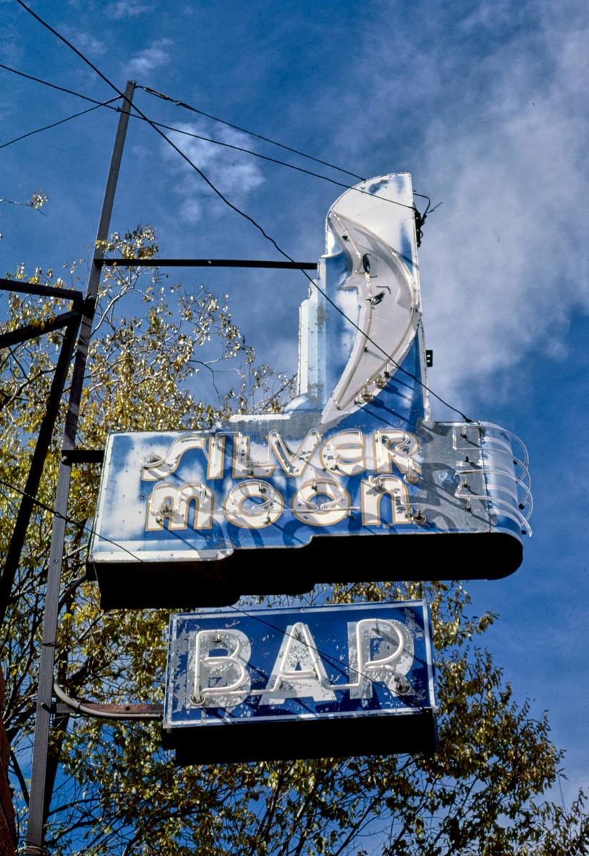 Historic Photo : 1987 Silver Moon Bar sign, B-40 (Route 66), Grants, New Mexico | Margolies | Roadside America Collection | Vintage Wall Art :
