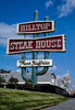 Historic Photo : 1984 Hilltop Steak House sign, Route 1, Saugus, Massachusetts | Margolies | Roadside America Collection | Vintage Wall Art :