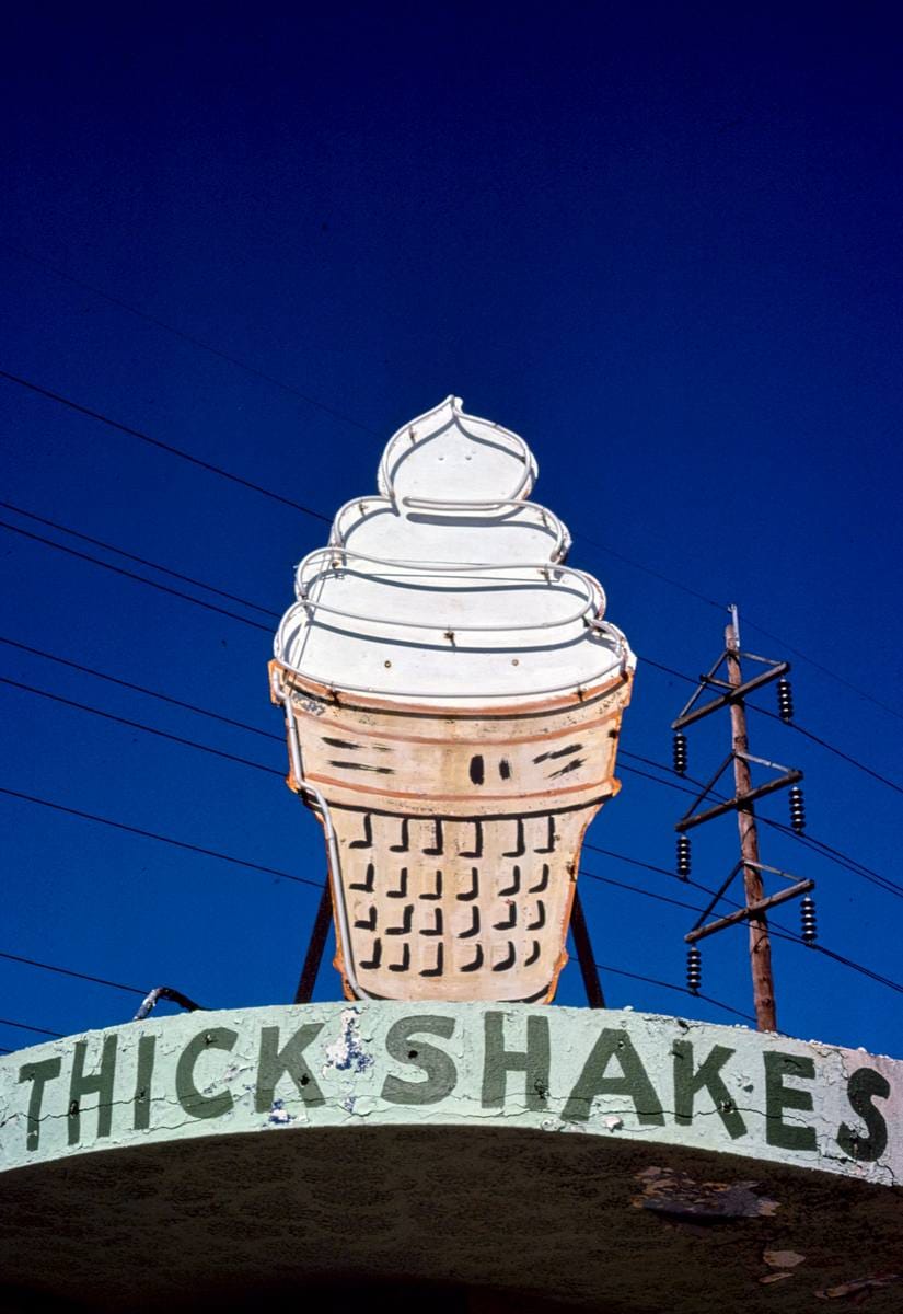Historic Photo : 1979 Gary's Thick Shakes ice cream sign, N. Main Street (Route 17), Jacksonville, Florida | Margolies | Roadside America Collection | Vintage Wall Art :
