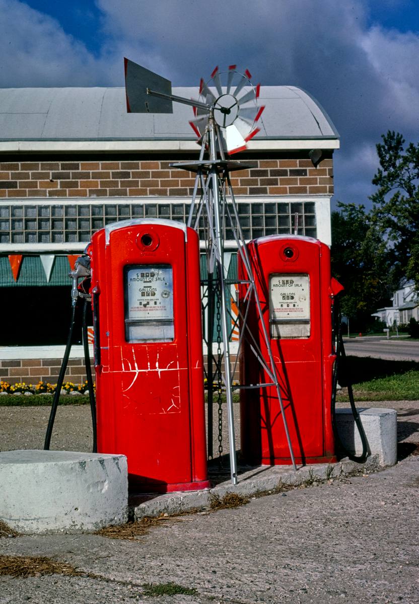 Historic Photo : 1980 Gas pumps, Front Street, Fulda, Minnesota | Margolies | Roadside America Collection | Vintage Wall Art :