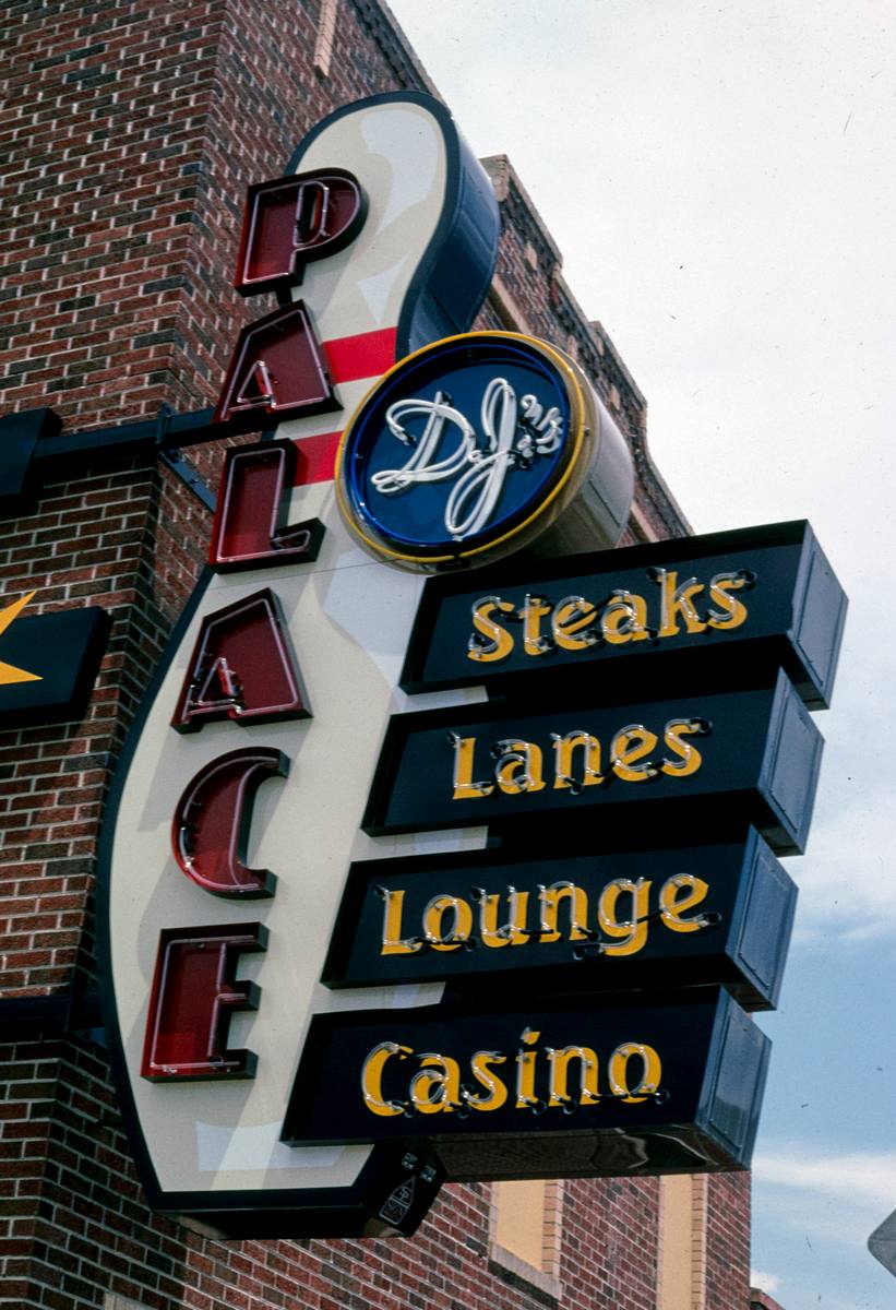 Historic Photo : 2004 D.J.'s Palace Bowling sign, Main Street, Laurel, Montana | Margolies | Roadside America Collection | Vintage Wall Art :