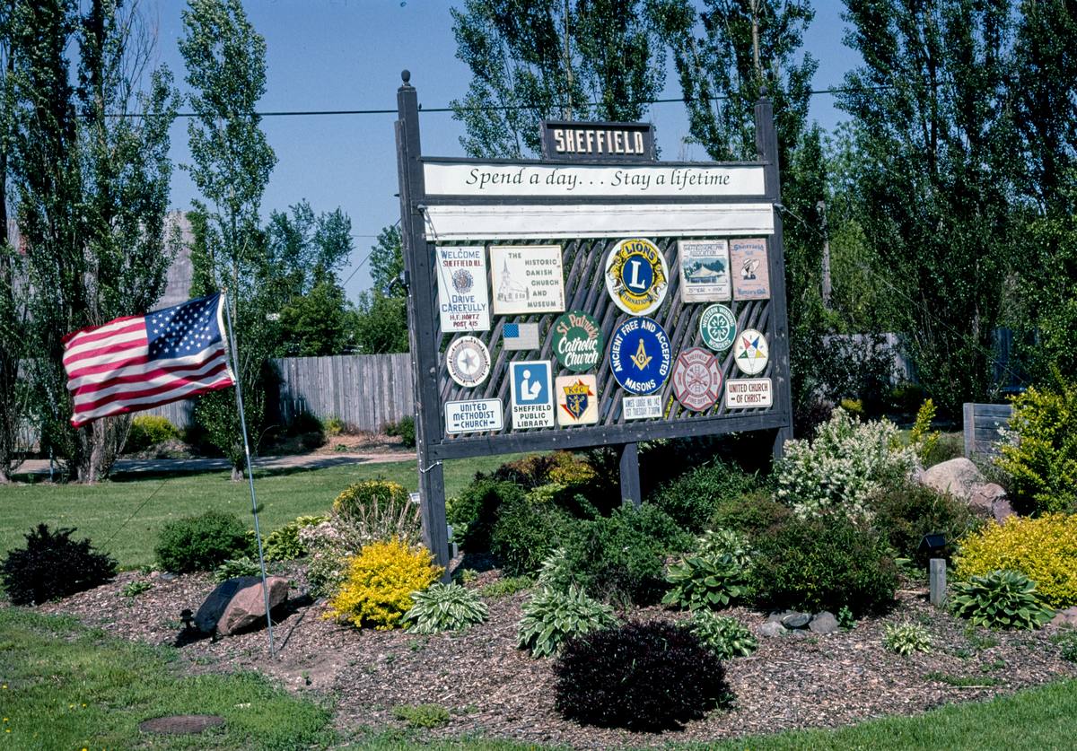 Historic Photo : 2003 Sheffield welcome sign, Sheffield, Illinois | Margolies | Roadside America Collection | Vintage Wall Art :