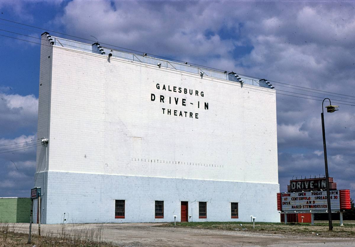 Historic Photo : 1980 Galesburg Drive-in Theater, Route 34, Galesburg, Indiana | Margolies | Roadside America Collection | Vintage Wall Art :