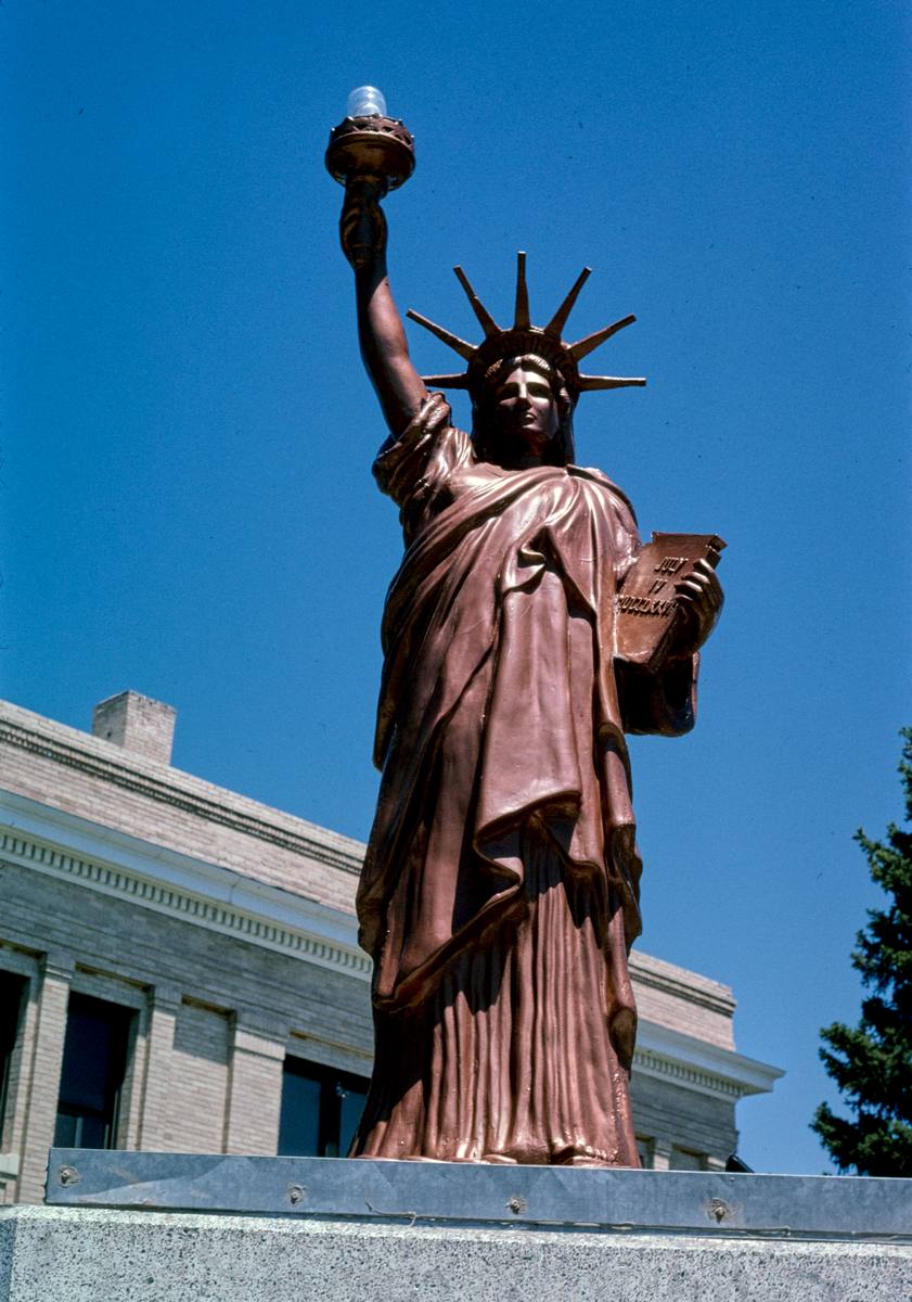 Historic Photo : 2004 Statue of Liberty at Platte County Courthouse, Wheatland, Wyoming | Margolies | Roadside America Collection | Vintage Wall Art :