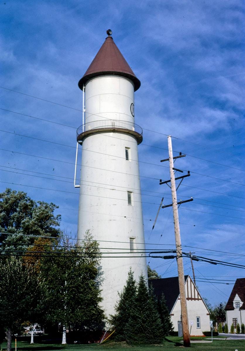 Historic Photo : 1988 The Colony Lighthouse now at Symen of a subdivision, Route 29, Clay Township, Michigan | Margolies | Roadside America Collection | Vintage Wall Art :