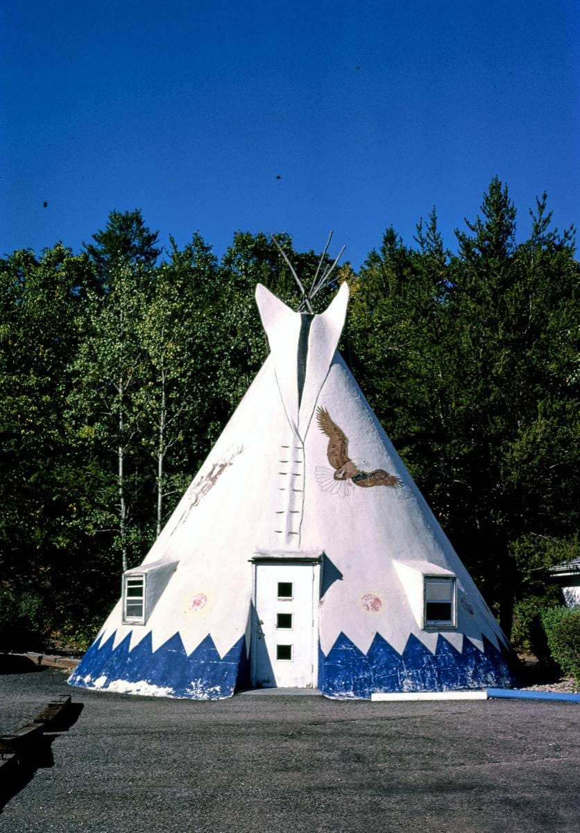 Historic Photo : 1988 Teepee (once a gift shop), Dells Ducks, Route 12, Lake Delton, Wisconsin | Margolies | Roadside America Collection | Vintage Wall Art :
