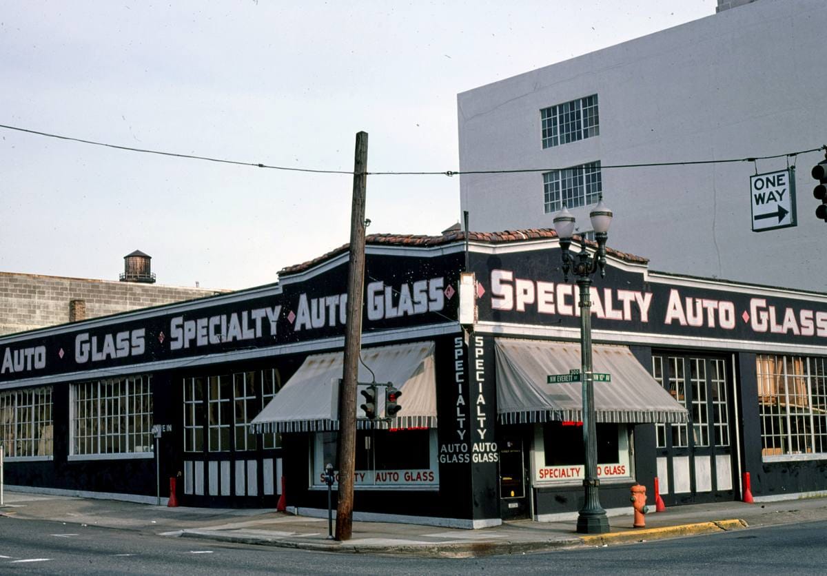 Historic Photo : 1978 Specialty Auto Glass, NW 10th & Everett, Portland, Oregon | Margolies | Roadside America Collection | Vintage Wall Art :