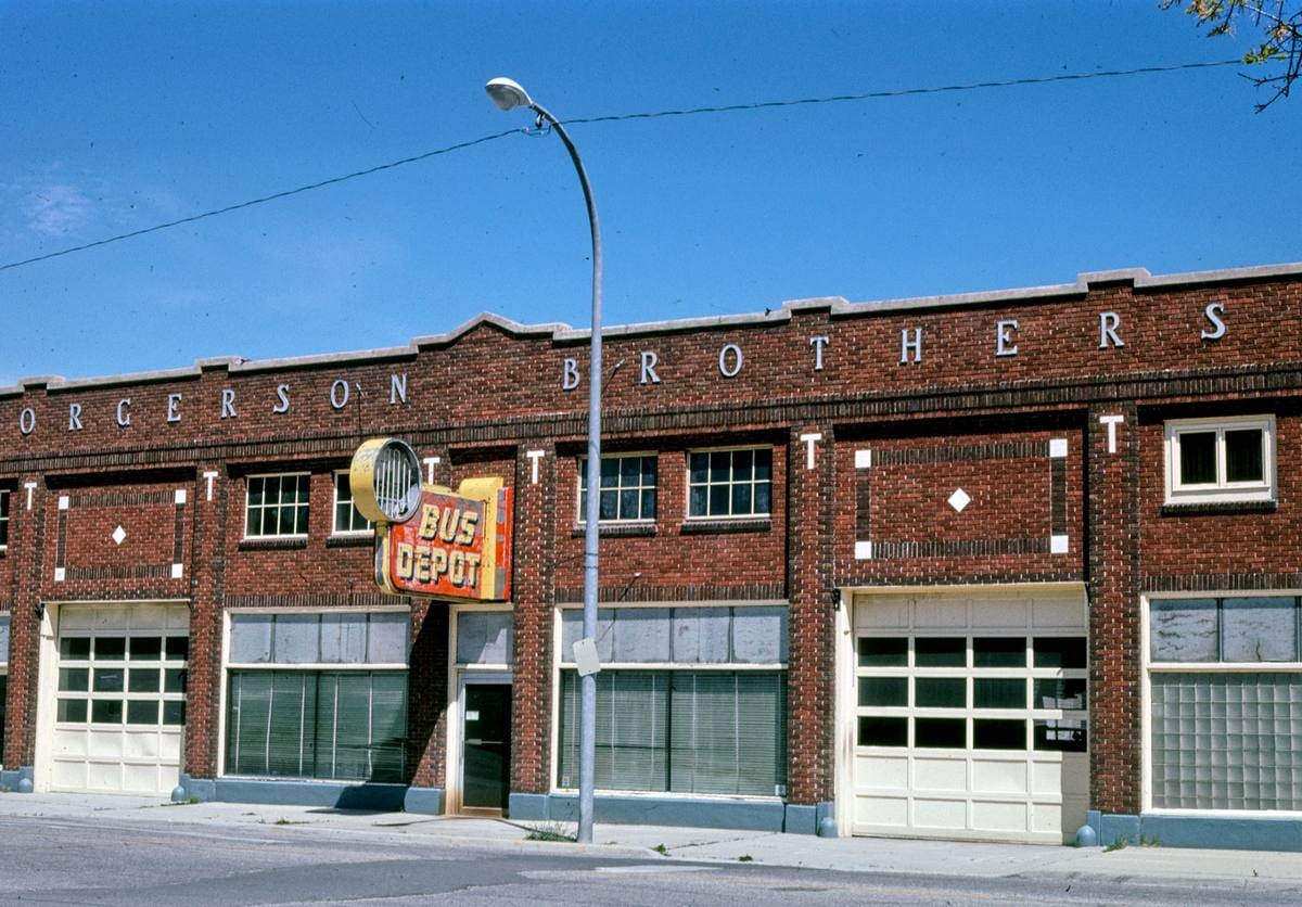 Historic Photo : 2004 Torgenson Brothers Garage & Bus Depot, Main Street, Anaconda, Montana | Margolies | Roadside America Collection | Vintage Wall Art :