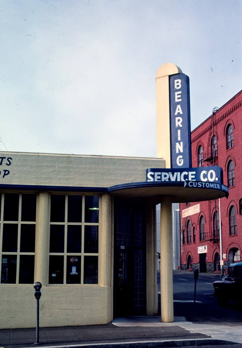 Historic Photo : 1976 Bearing Service Company, NW 11 & Everett, Portland, Oregon | Margolies | Roadside America Collection | Vintage Wall Art :