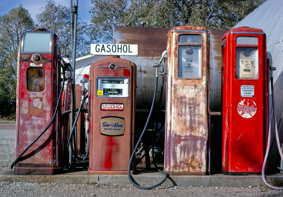 Historic Photo : 1979 Four gas pumps, Yoder, Kansas | Margolies | Roadside America Collection | Vintage Wall Art :