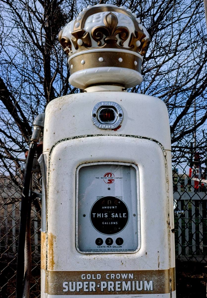Historic Photo : 1980 Amoco Gold Crown gas pump detail, Brooklyn, Iowa | Margolies | Roadside America Collection | Vintage Wall Art :