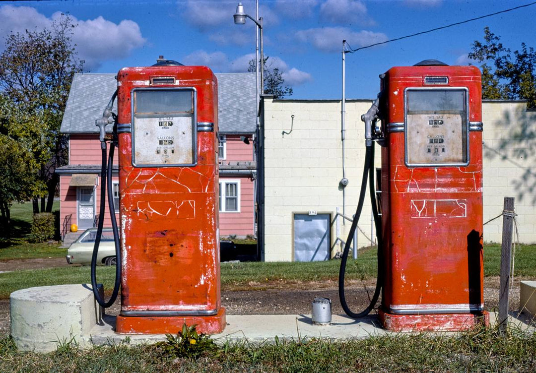 Historic Photo : 1977 Gas pumps, Rt. 60, Wisconsin | Margolies | Roadside America Collection | Vintage Wall Art :