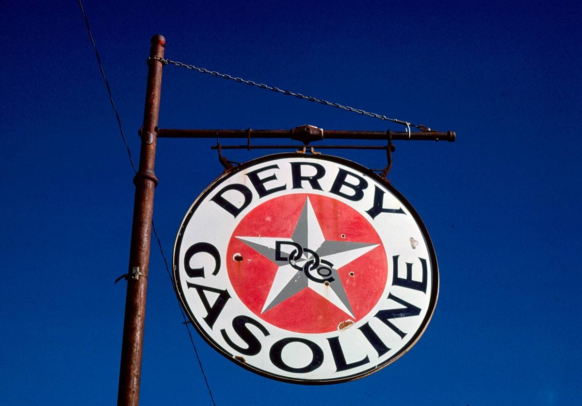 Historic Photo : 1980 Derby Gas sign, Collyer, Kansas | Margolies | Roadside America Collection | Vintage Wall Art :