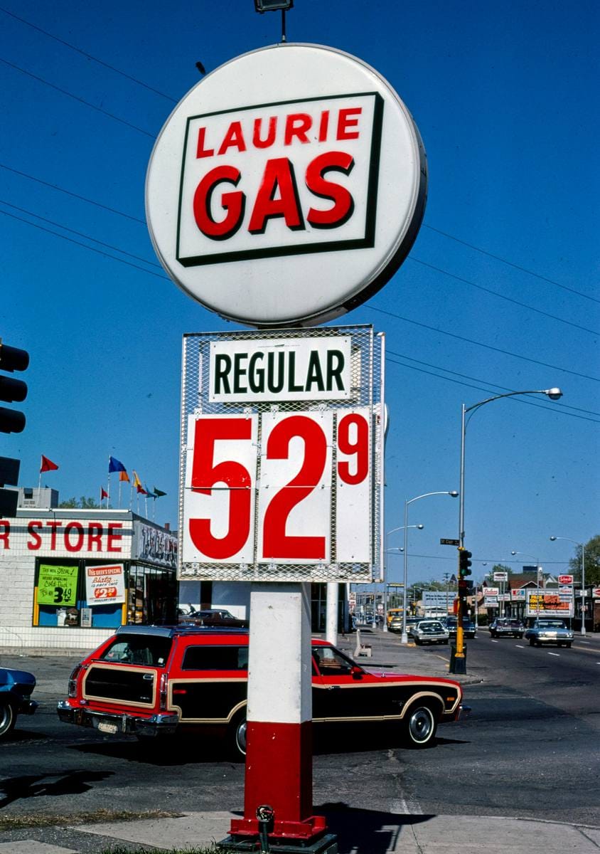 Historic Photo : 1976 Laurie Gas sign, St. Paul, Minnesota | Margolies | Roadside America Collection | Vintage Wall Art :