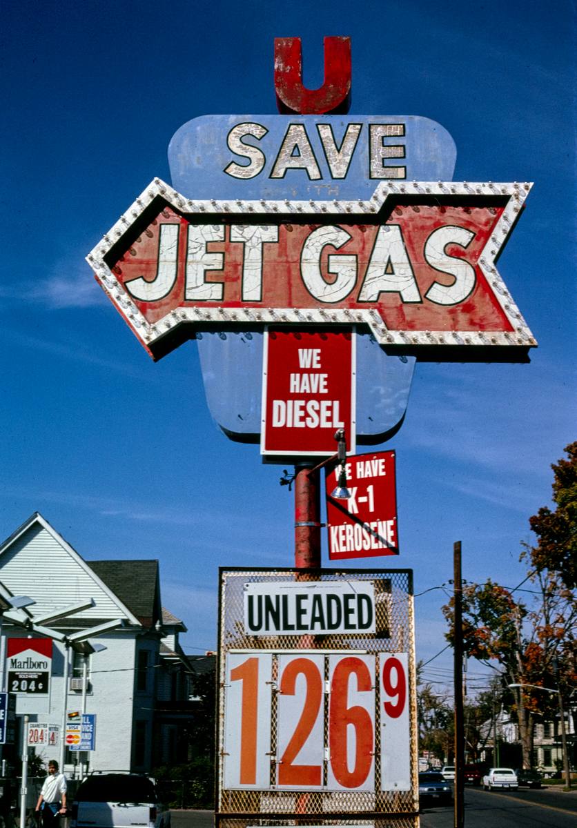 Historic Photo : 1995 Jet Gas sign, Watertown, New York | Margolies | Roadside America Collection | Vintage Wall Art :