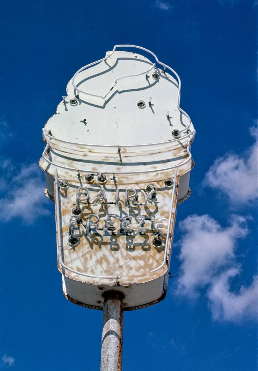 Historic Photo : 1984 Dairy Freeze ice cream sign, Rt. 56, Mount Sterling, Ohio | Margolies | Roadside America Collection | Vintage Wall Art :