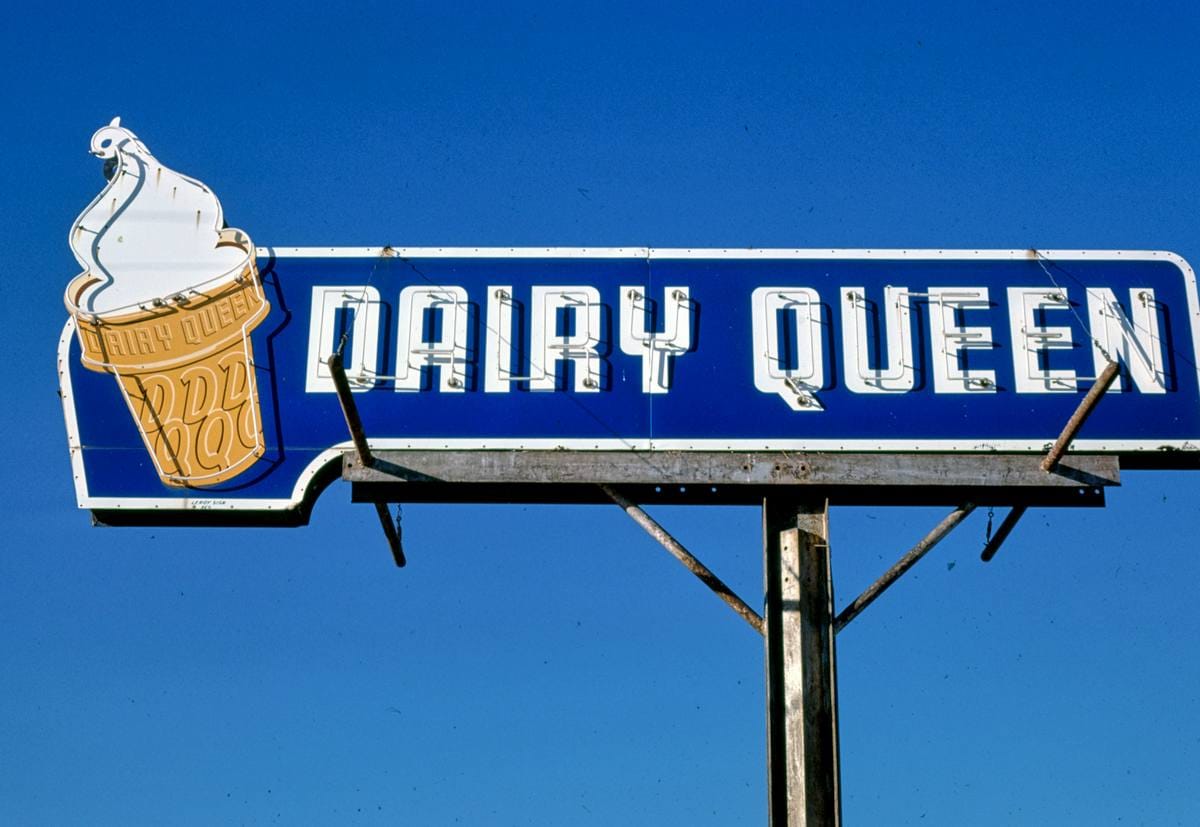 Historic Photo : 1979 Dairy Queen ice cream sign, Rt. 77, Purcell, Oklahoma | Margolies | Roadside America Collection | Vintage Wall Art :