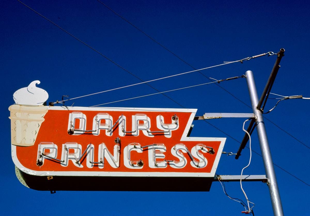 Historic Photo : 1979 Dairy Princess ice cream sign, Seymour, Missouri | Margolies | Roadside America Collection | Vintage Wall Art :