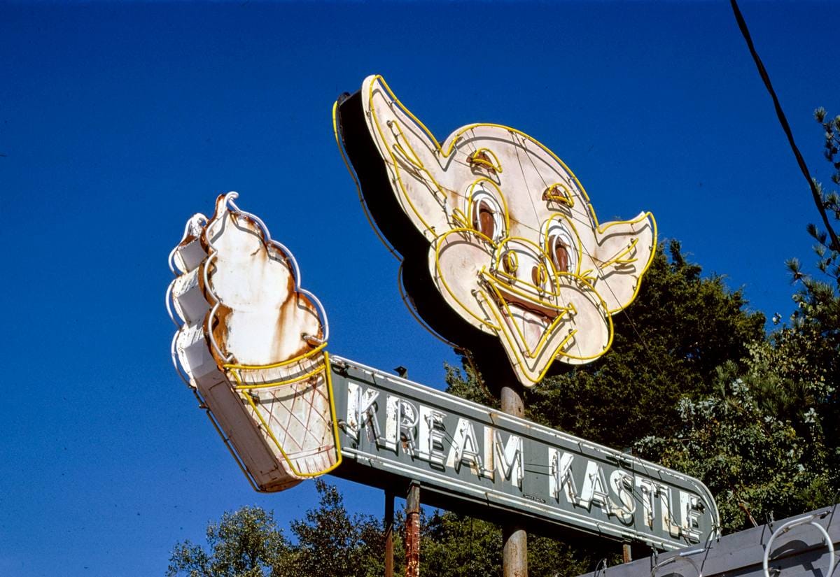 Historic Photo : 1979 Kream Kastle ice cream sign, Rt. 70, Brownsville, Tennessee | Margolies | Roadside America Collection | Vintage Wall Art :