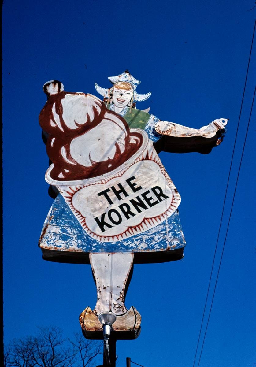 Historic Photo : 1982 The Korner ice cream sign, Wytheville, Virginia | Margolies | Roadside America Collection | Vintage Wall Art :