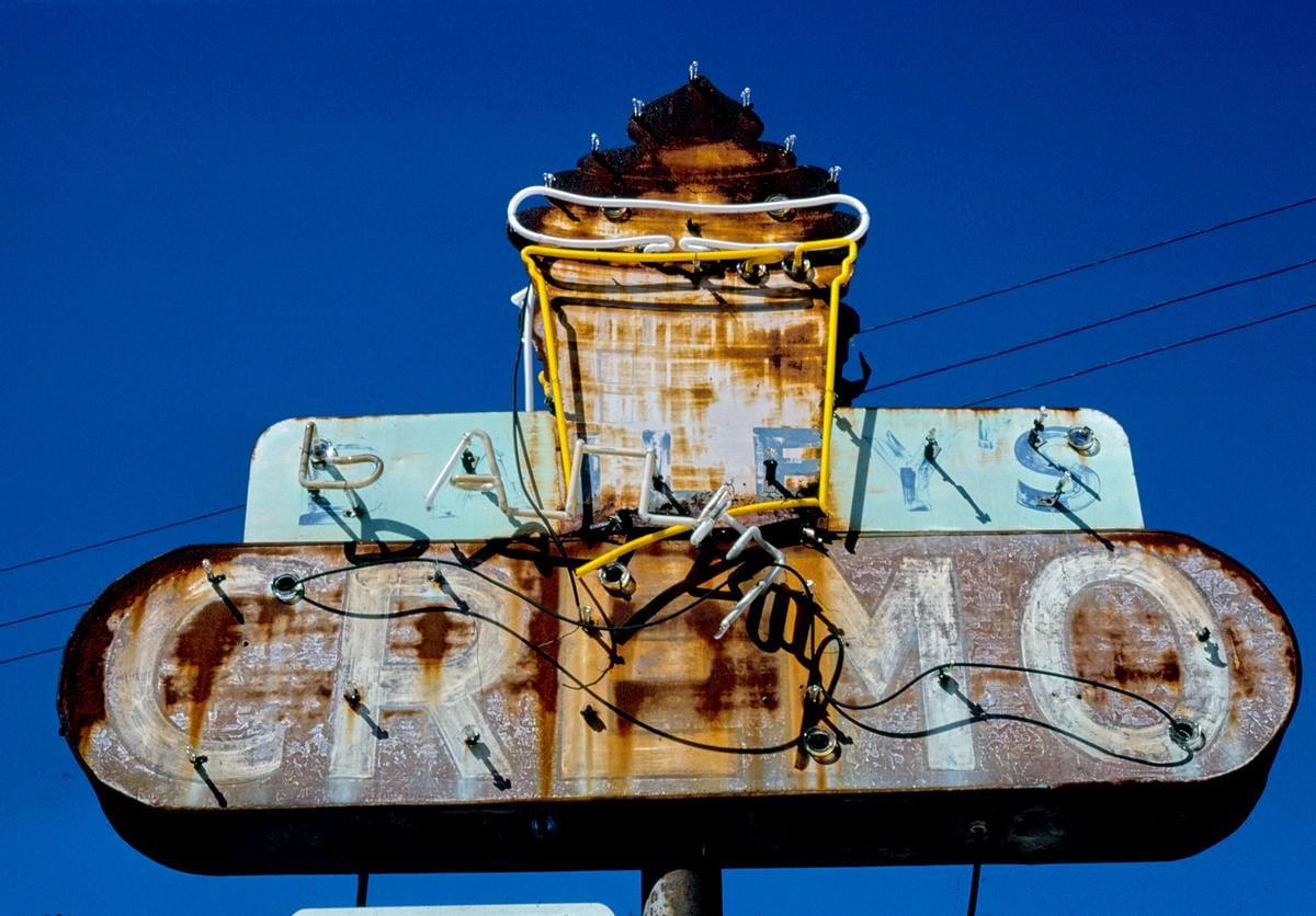 Historic Photo : 1979 Cremo ice cream sign in decay, Jacksonville, Florida | Margolies | Roadside America Collection | Vintage Wall Art :