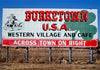 Historic Photo : 1979 Billboard: "Burketown U.S.A., Western Village and Cafe," Route 54, Greensburg, Kansas | Photo by: John Margolies |