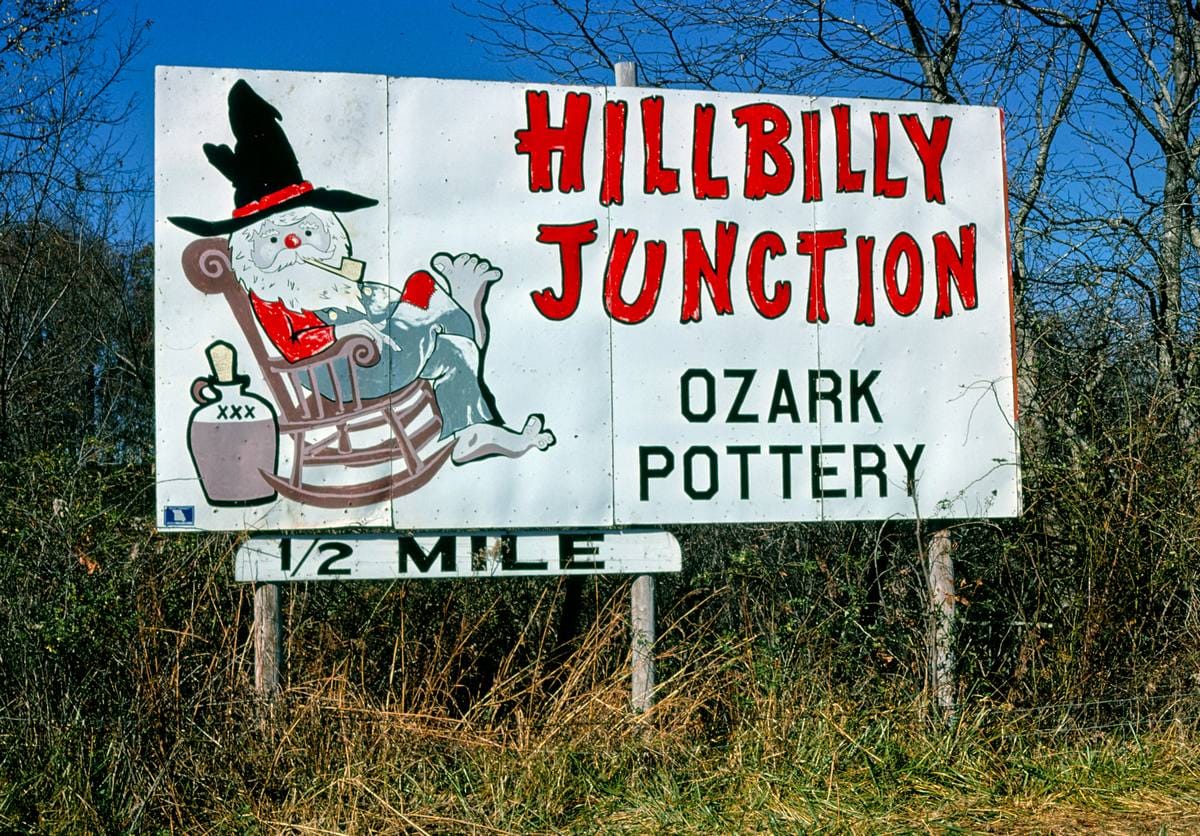 Historic Photo : 1979 Hillbilly Junction billboard 2, Route 60, Willow Springs, Missouri | Margolies | Roadside America Collection | Vintage Wall Art :