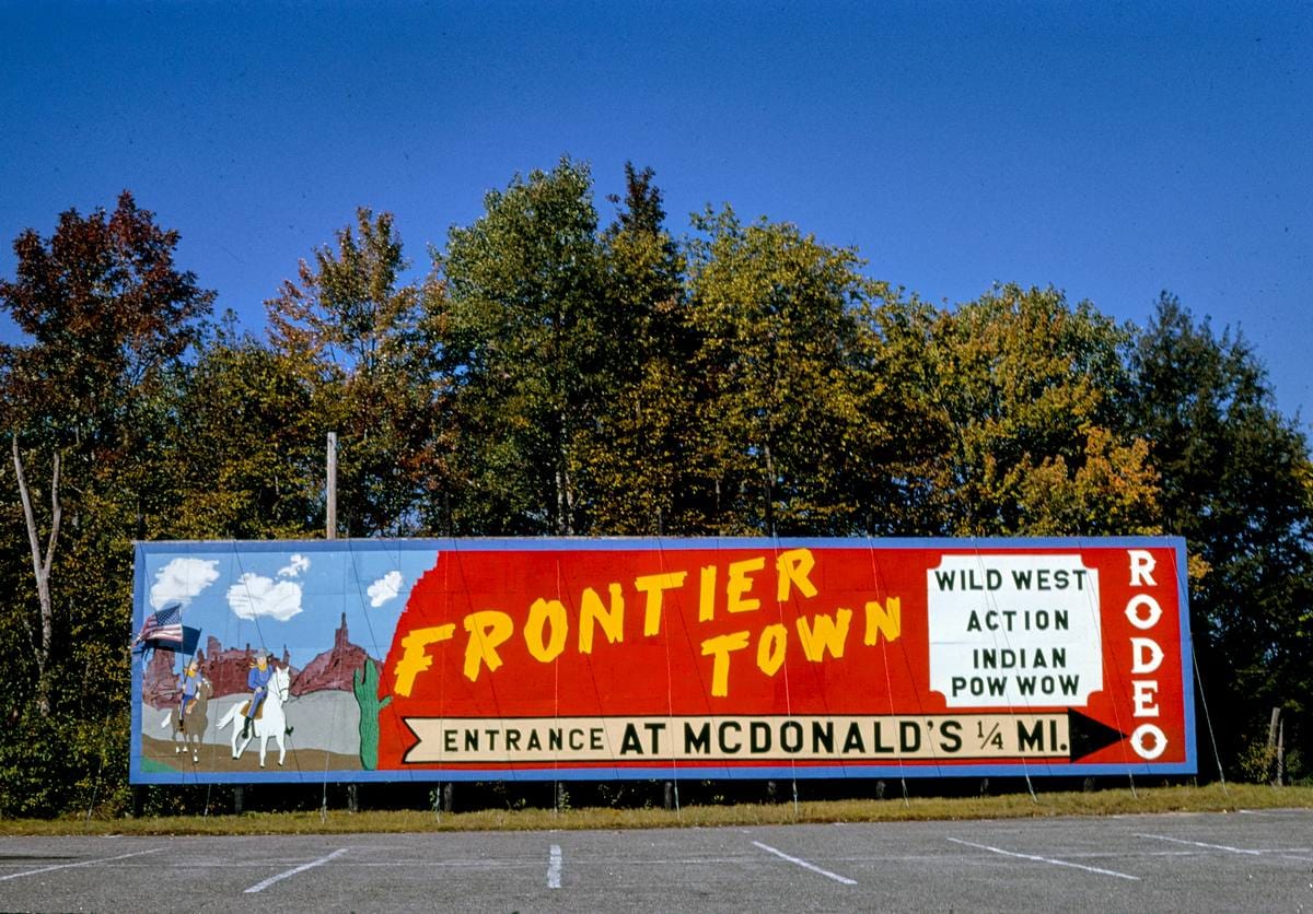 Historic Photo : 1995 Frontier Town parking lot sign, North Hudson, New York | Margolies | Roadside America Collection | Vintage Wall Art :