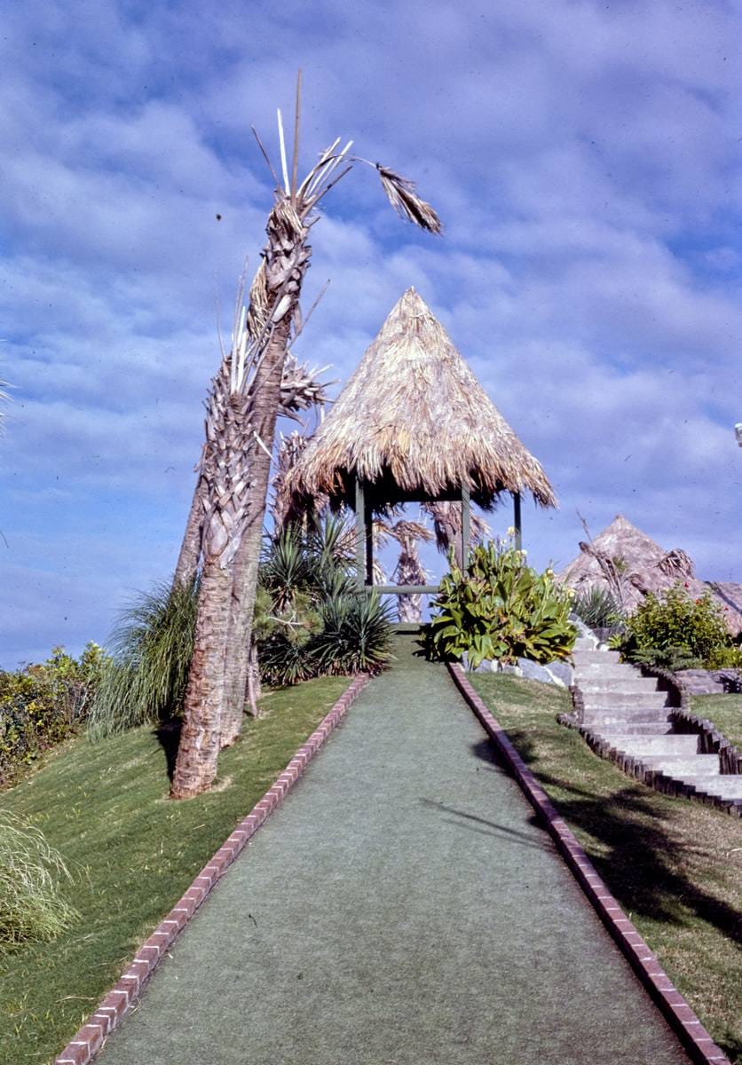 Historic Photo : 1985 Hut, Jungleland miniature golf, Atlantic Beach, North Carolina | Margolies | Roadside America Collection | Vintage Wall Art :