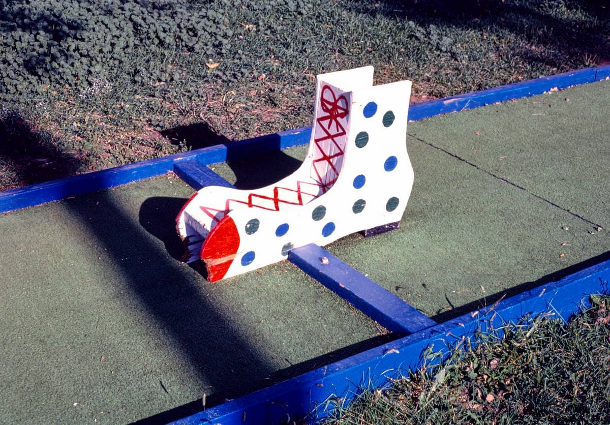 Historic Photo : 1987 Shoe hole, Mini-Golf at Splashdown Amusement Park, Rapid City, South Dakota | Margolies | Roadside America Collection | Vintage Wall Art :
