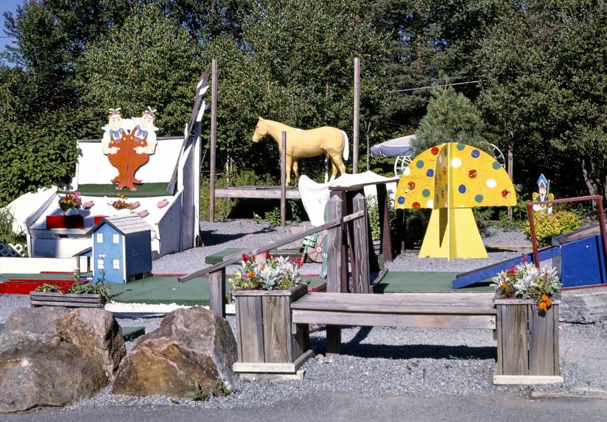 Historic Photo : 2002 Overall view, Over the Rainbow Mini-Golf, Old Forge, New York, Old Forge, New York | Margolies | Roadside America Collection | Vintage Wall Art :