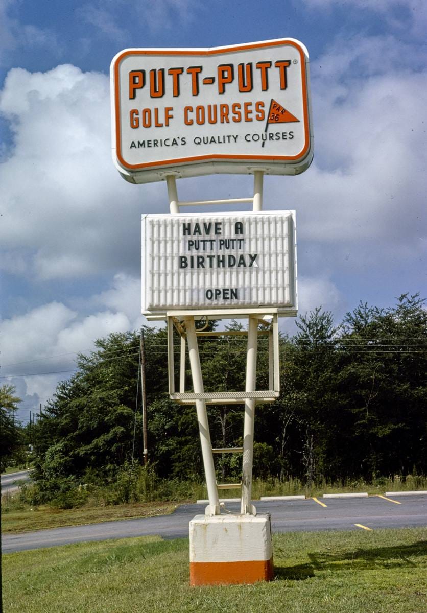 Historic Photo : 1979 Sign, Putt-Putt Mini-Golf Route 29, Spartanburg, South Carolina | Margolies | Roadside America Collection | Vintage Wall Art :