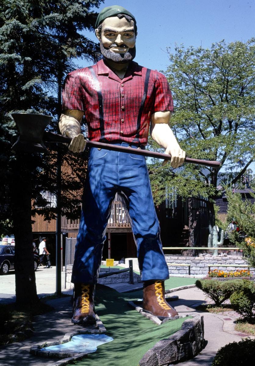 Historic Photo : 2002 Canada Paul Bunyan, Around the World in 18 Holes, Lake George, New York | Margolies | Roadside America Collection | Vintage Wall Art :