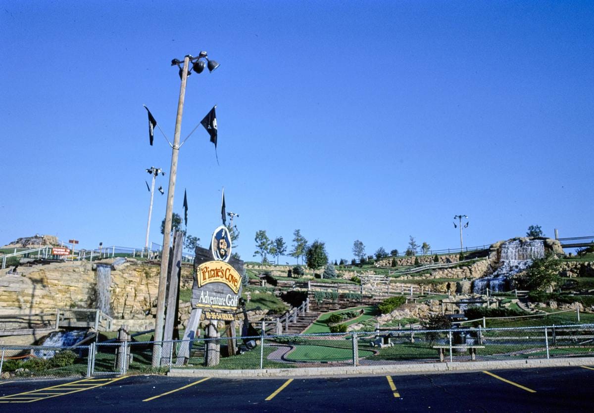 Historic Photo : 1988 Overall Front, Pirate's Cove Adventure Golf Route 13, Wisconsin Dells, Wisconsin | Margolies | Roadside America Collection | Vintage Wall Art :