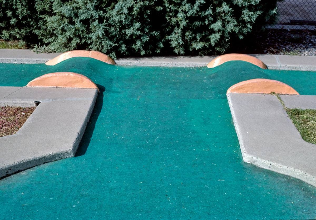 Historic Photo : 1987 Two bumps, Leisure Twin Putt, Albuquerque, New Mexico | Margolies | Roadside America Collection | Vintage Wall Art :