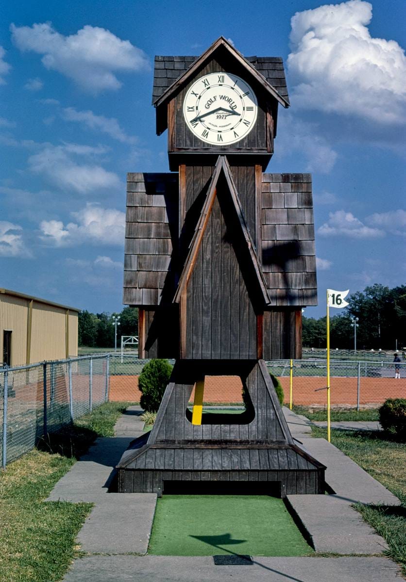 Historic Photo : 1986 Clock, Jackson Golf World, Route 51, Jackson, Mississippi | Margolies | Roadside America Collection | Vintage Wall Art :