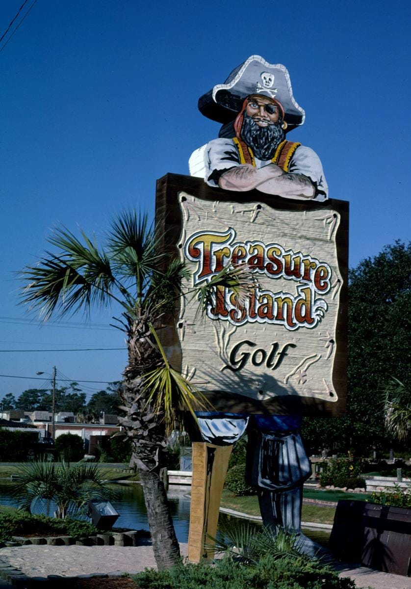 Historic Photo : 1985 Sign, Treasure Island Golf, Myrtle Beach, South Carolina | Margolies | Roadside America Collection | Vintage Wall Art :