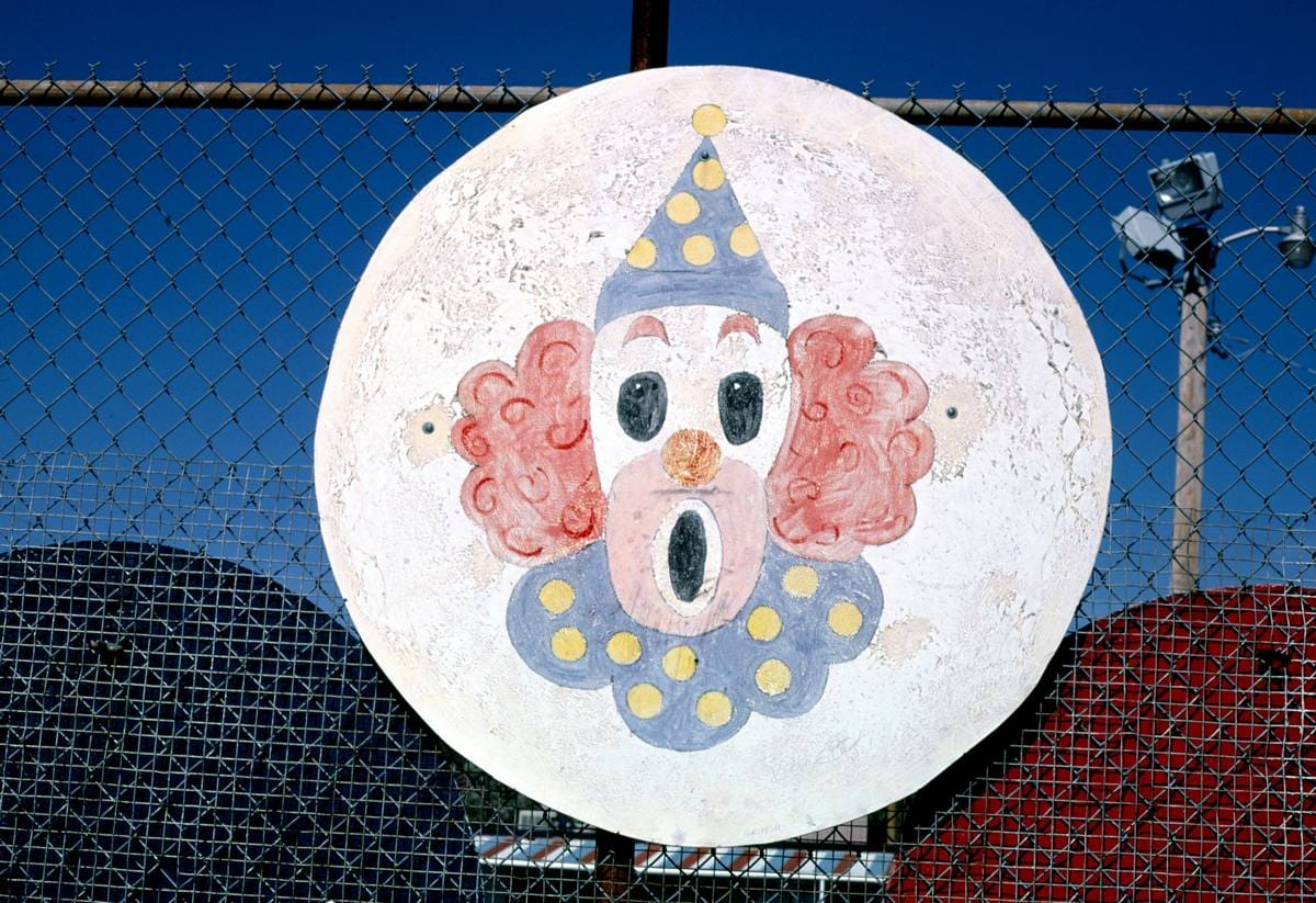 Historic Photo : 1988 Clown disc, Espey and Daly's Hi-Land mini golf, 7011 Chippewa, Saint Louis, Missouri | Margolies | Roadside America Collection | Vintage Wall Art :