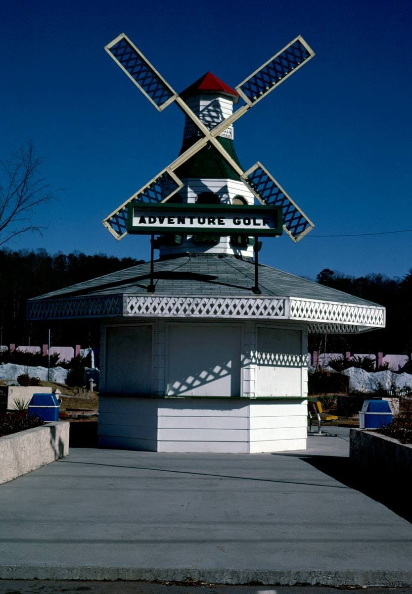 Historic Photo : 1984 Windmill, Adventure Golf, Route 441, Pigeon Forge, Tennessee | Margolies | Roadside America Collection | Vintage Wall Art :