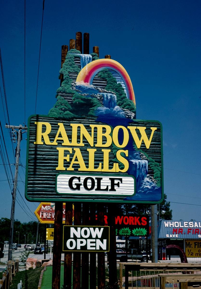 Historic Photo : 1988 Sign, Rainbow Falls Golf, Route 17, Myrtle Beach, South Carolina | Margolies | Roadside America Collection | Vintage Wall Art :