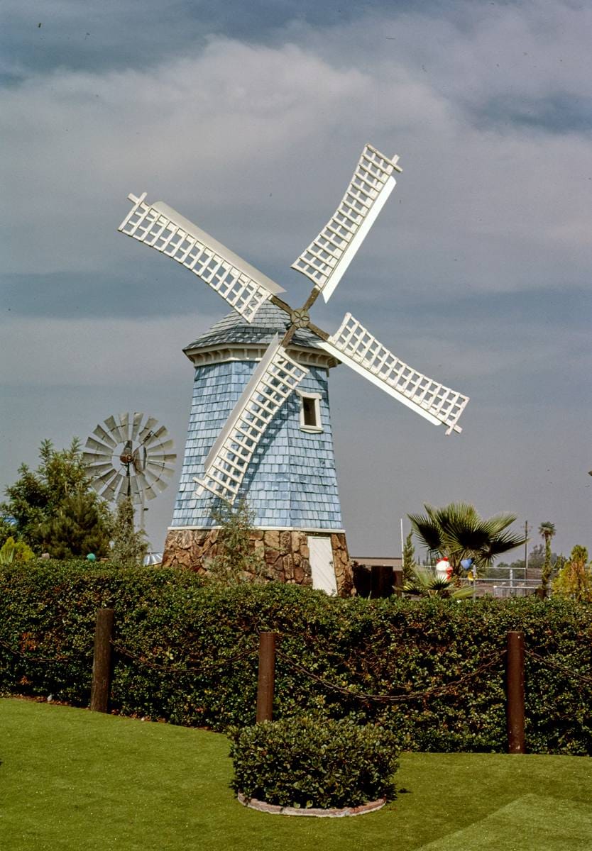 Historic Photo : 1987 Windmill, Blackbeard's mini golf, Fresno, California | Margolies | Roadside America Collection | Vintage Wall Art :