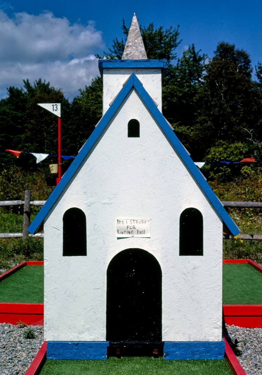 Historic Photo : 1984 Church, Hole in One mini golf, Route 1, Waldoboro, Maine | Margolies | Roadside America Collection | Vintage Wall Art :
