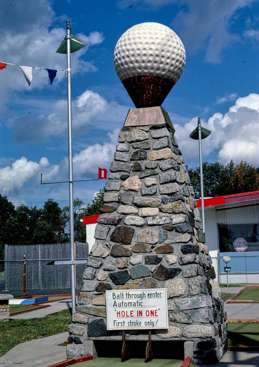 Historic Photo : 1984 Ball tower, Route 1 mini golf, Saugus, Massachusetts | Margolies | Roadside America Collection | Vintage Wall Art :