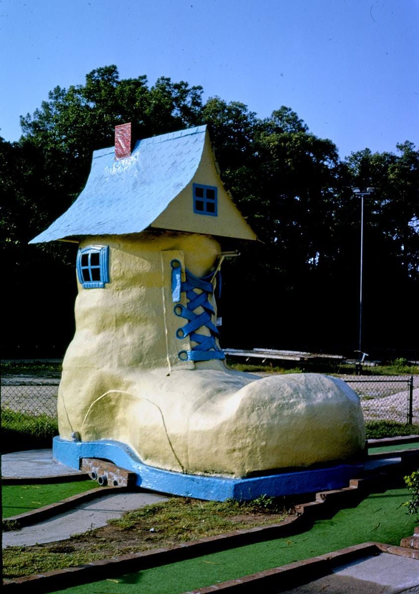 Historic Photo : 1979 Shoe house, Wacky Golf, Myrtle Beach, South Carolina | Margolies | Roadside America Collection | Vintage Wall Art :