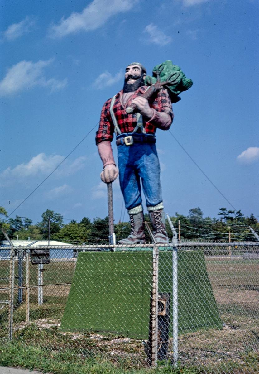Historic Photo : 1988 Paul Bunyan statue, Route 23, Oscoda, Michigan | Margolies | Roadside America Collection | Vintage Wall Art :