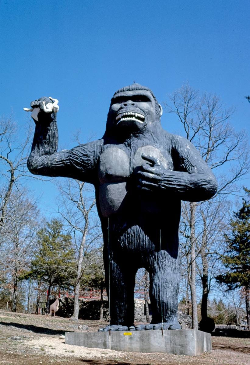 Historic Photo : 1994 Giant ape, Dinosaur World, Eureka Springs, Arkansas | Margolies | Roadside America Collection | Vintage Wall Art :